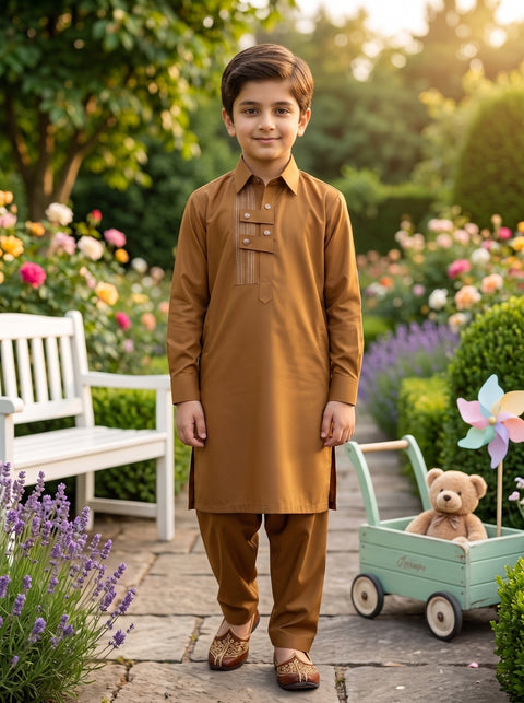 Ehraaz – Caramel Brown Shalwar Kameez