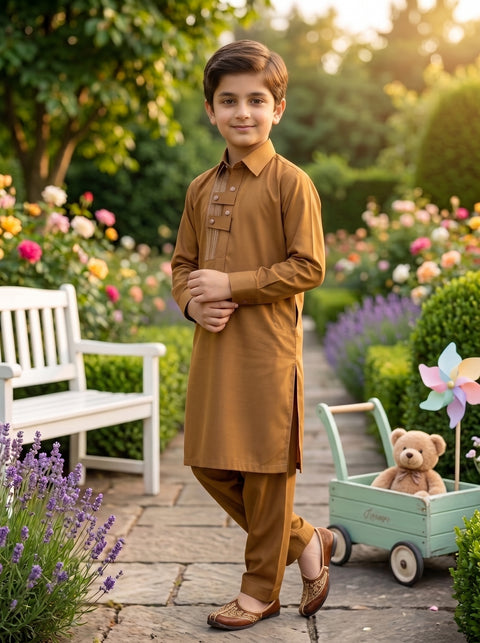 Ehraaz – Caramel Brown Shalwar Kameez