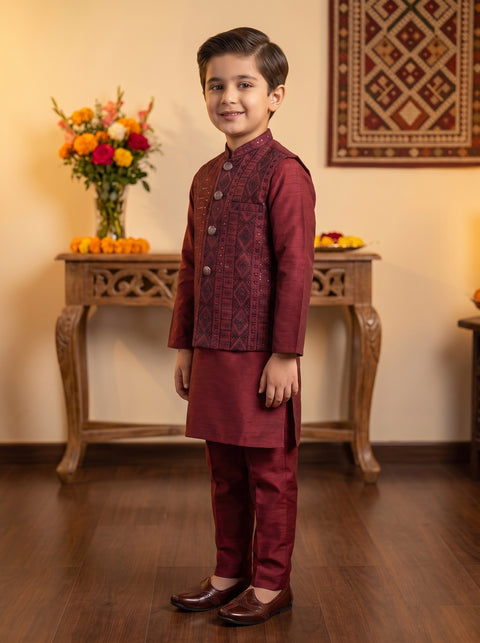 Maroon Majesty Silk Set