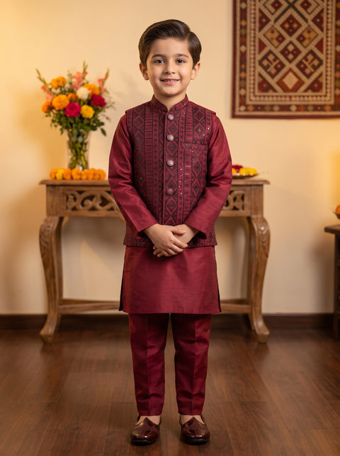Maroon Majesty Silk Set