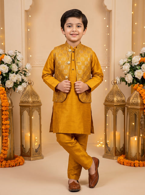 Mustard Zari Silk Set