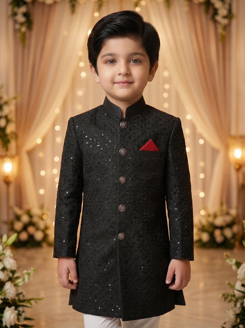 Embroidered Black sherwani (1-8Y)