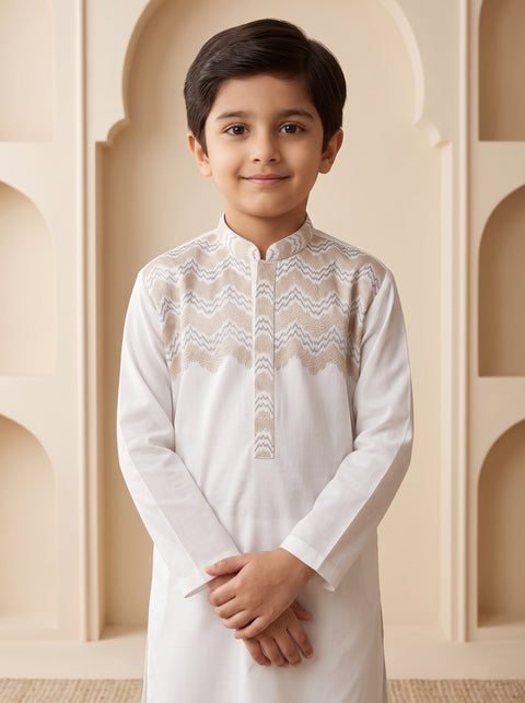 Embroidered White Salwar Qameez (2-8Y)