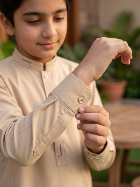 Classic Beige Cotton Kurta Trousers