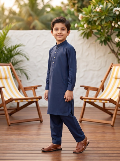 Ruhan – Deep Slate Blue Shalwar Kameez