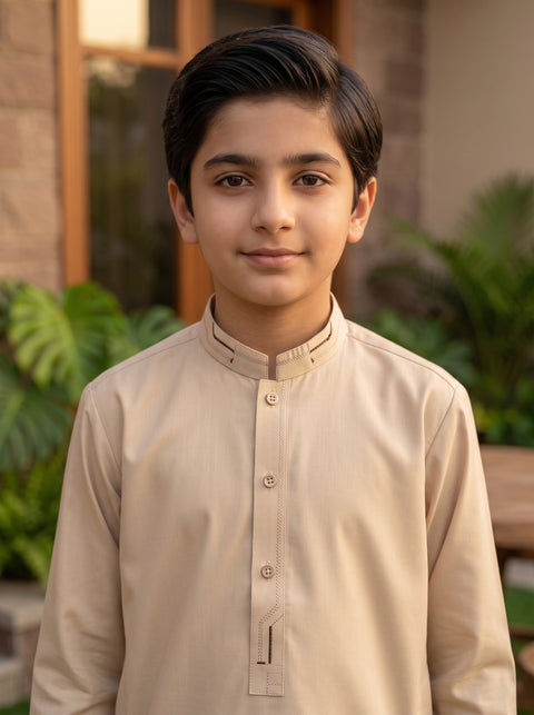 Classic Beige Cotton Kurta Trousers