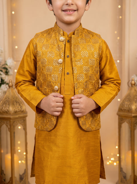 Mustard Zari Silk Set