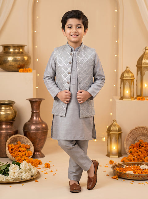Ash Grey Royal Silk Set
