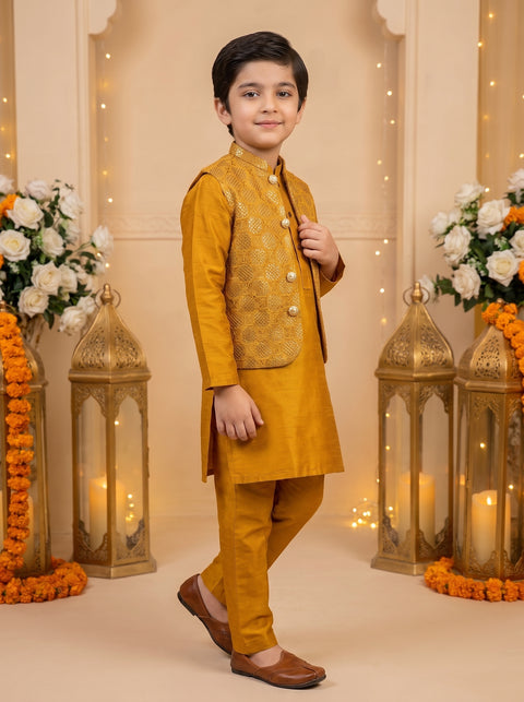 Mustard Zari Silk Set