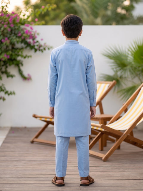 Sky Blue Cotton Kurta Trousers