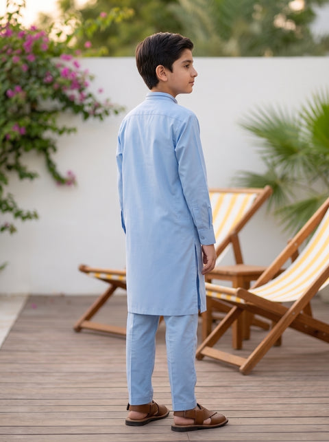 Sky Blue Cotton Kurta Trousers