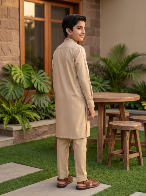 Classic Beige Cotton Kurta Trousers