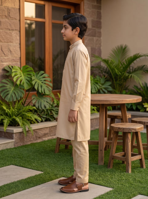 Classic Beige Cotton Kurta Trousers