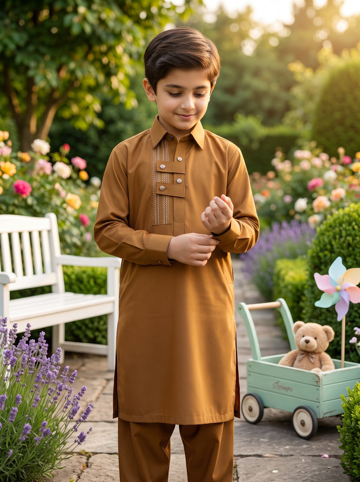 Ehraaz – Caramel Brown Shalwar Kameez
