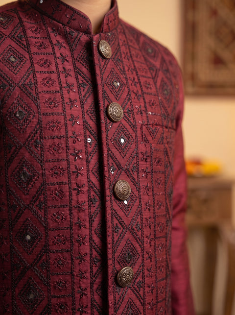 Maroon Majesty Silk Set