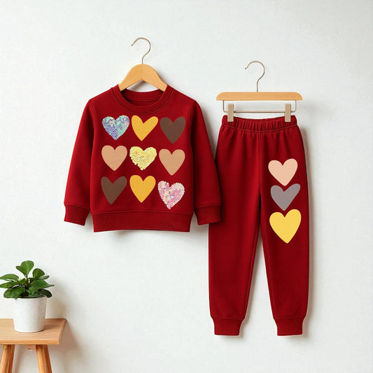 Heart Print Kids Tracksuit