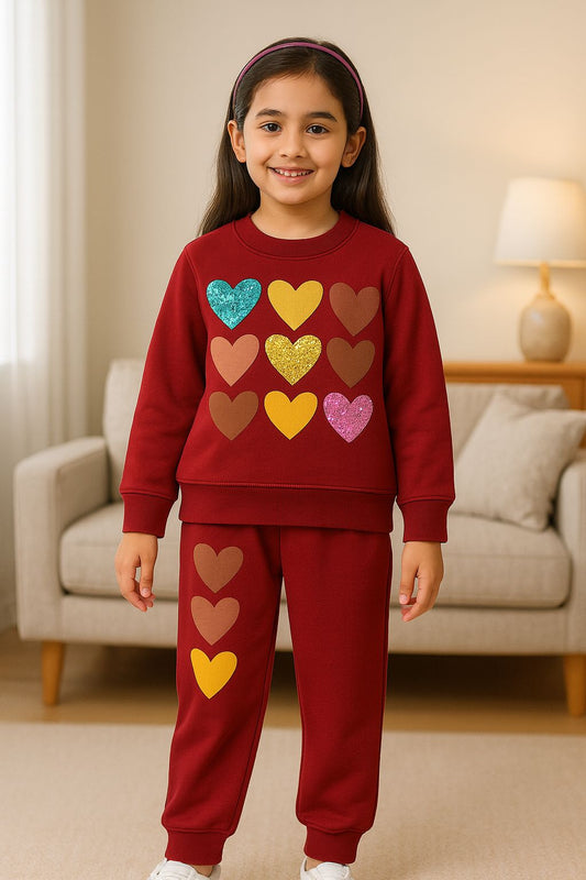 Heart Print Kids Tracksuit