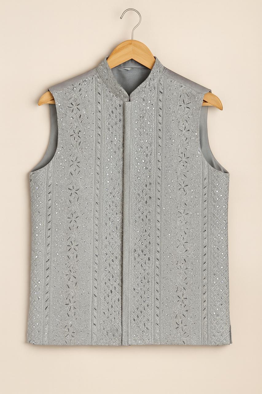 Silver Royale Waistcoat (Hand Worked)