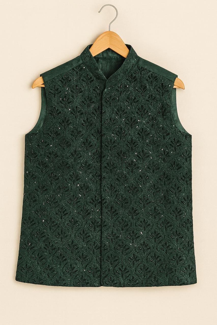 Emrald Glory Waistcoat (Hand Worked)