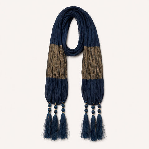 Navy Gold Mehndi Shawl