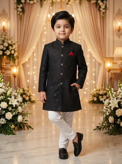 Embroidered Black sherwani (1-8Y)