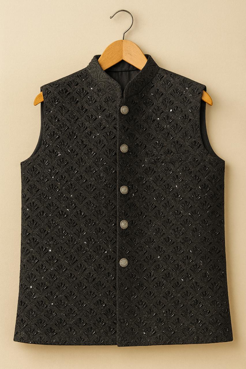 Noir Royal Waistcoat(Hand worked)